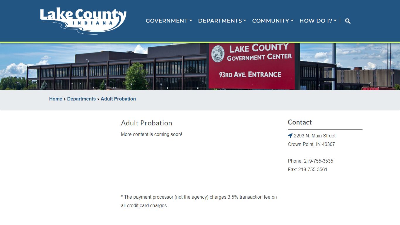 Adult Probation - Lake County, Indiana