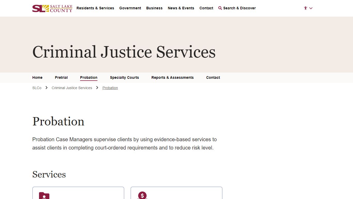 Probation - Criminal Justice Services | SLCo - Salt Lake County, Utah